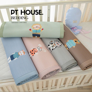 Topper Băng Lạnh Cho Bé Đi Học Kích Thước 60x120cm - Đệm Điều Hòa Kháng Khuẩn Thêu Thú Thư Giãn Êm Ái Cho Bé Ngủ Ngon