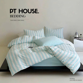 Bộ Chăn Ga Gối Cotton Đũi Caro Mix Color Kẻ Sọc Pastel Đáng Yêu - Set Đũi 4 Món Cao Cấp Decor Phòng Ngủ Vintage Hàn Quốc