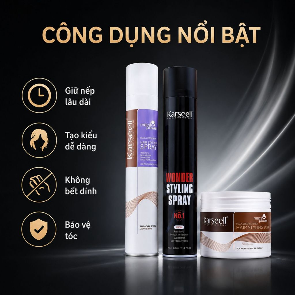 Combo Sáp Vuốt Tóc + Gôm Xịt Tóc Karseell 380ml | Tạo Kiểu Gọn Gàng, Giữ Nếp Tự Nhiên