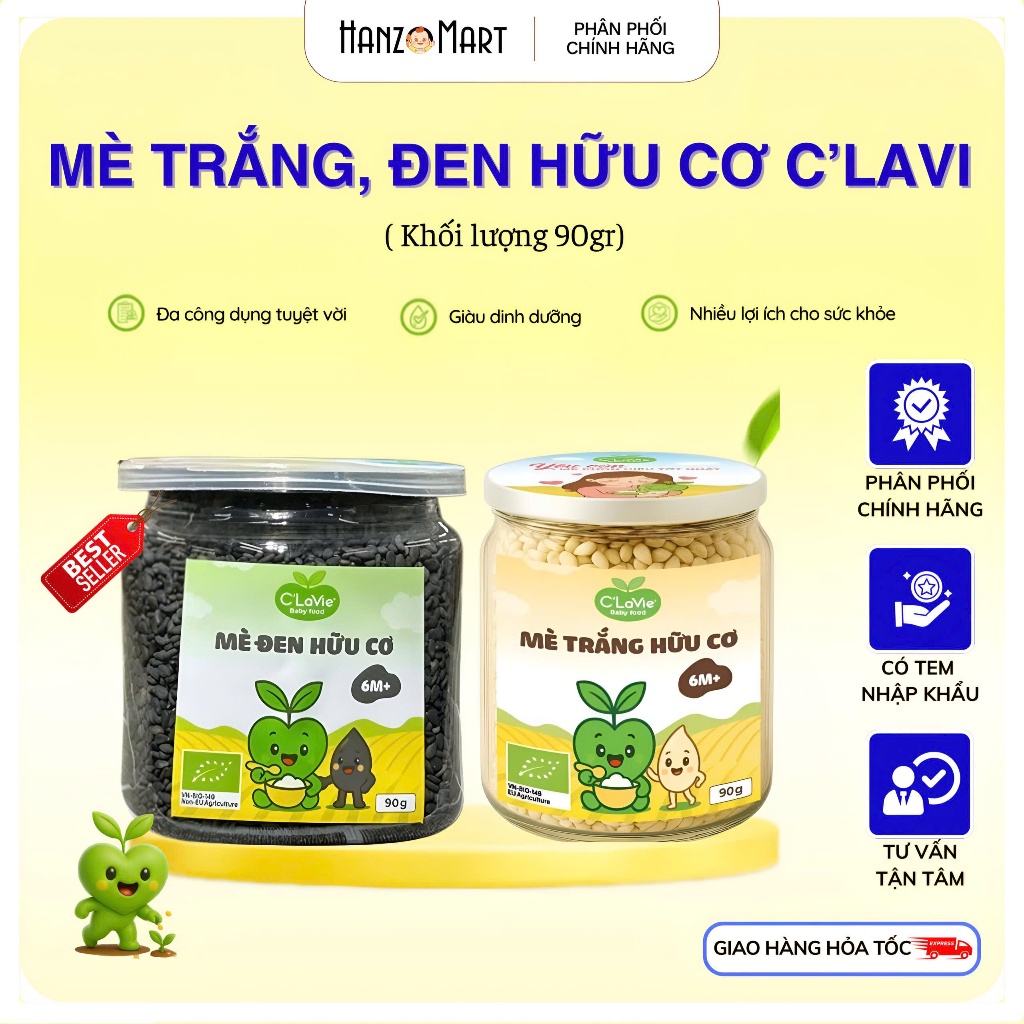 Hạt Mè Đen Hữu Cơ C'LaVie 90g Giàu Canxi Làm Sữa Hạt Làm Bánh Ăn Dặm Cho Bé - hanzo2009