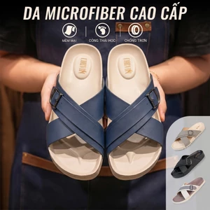 Dép da nam quai chéo cao cấp CORVIN EDGE (CT03), dép công thái học êm ái chống trơn trượt, chống nước