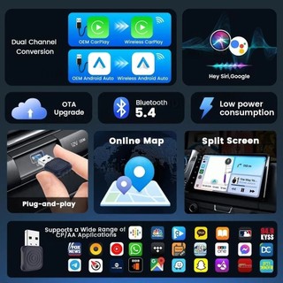 Carlinkit Mini Ultral Carplay không dây siêu nhỏ 2 trong 1Thiết bị chuyển CarPlay & Android Auto không dây cho ô tô