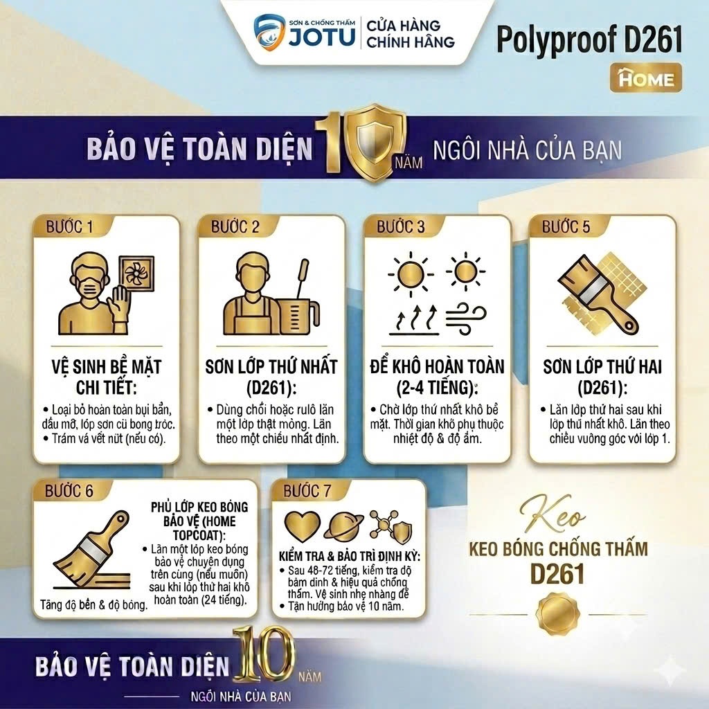 [1kg/5kg] Keo Bóng Chống Thấm D261 Home - Giải Pháp Bảo Vệ Tường, Nền Và Mái Bền Vững