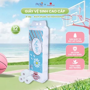 Giấy Vệ Sinh 4 Lớp MyLan Hoa Cúc Cao Cấp Có Lõi Mềm Dai Tan Nhanh Trong Nước (Dây 12 Cuộn)