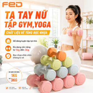 Tạ Tập Gym Tại Nhà Cho Nữ Chất Liệu Bê Tông Bọc Nhựa Chống Xước Vỡ Sàn Cân Nặng Từ 1-3kg