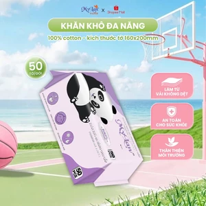 Khăn Cotton MyLan Gấu Trúc Tím Đa Năng (50 Tờ) (160x200mm)