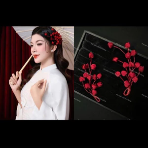 🧧Bộ cài tóc cô dâu đỏ xinh/YL215
