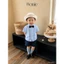 Set sơ mi công tử xếp ly 3 chi tiết Bernie: Áo sơ mi, Nơ, Quần short cho bé 9-21kg