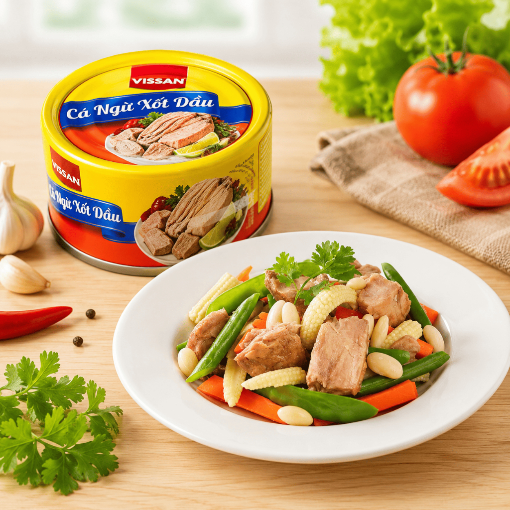 [ COMBO 4 HỘP ] Cá Ngừ Xốt Dầu Vissan – Date 2028, HSD 36 Tháng, Ăn Liền Tiện Lợi