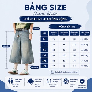 Quần Short Sọt đùi Lửng Ngố Jean bò Nam nữ Đen Xanh Retro Wash Rách form baggy ống rộng Avocado