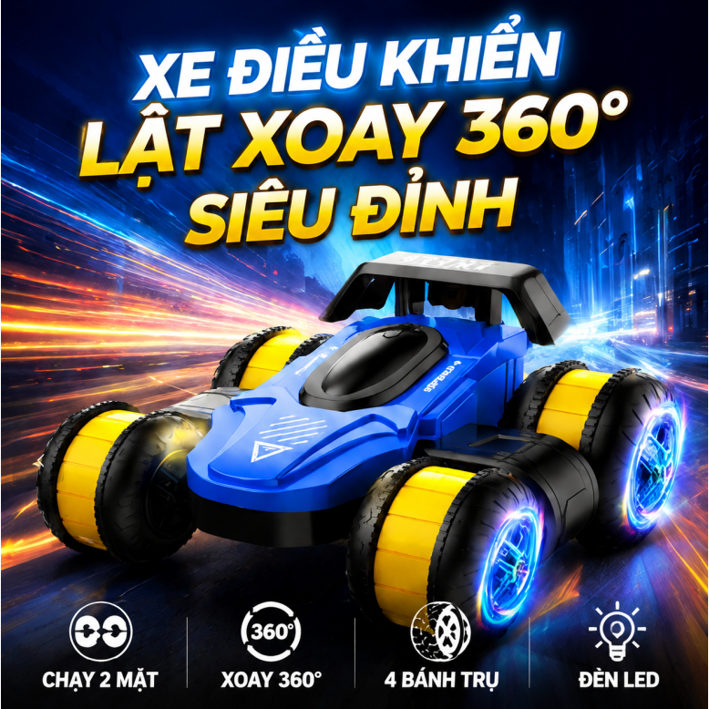 Xe đóng thế điều khiển từ xa | Đi bộ thẳng đứng xoay 360° + đèn LED mát mẻ | đồ chơi trẻ em địa hình