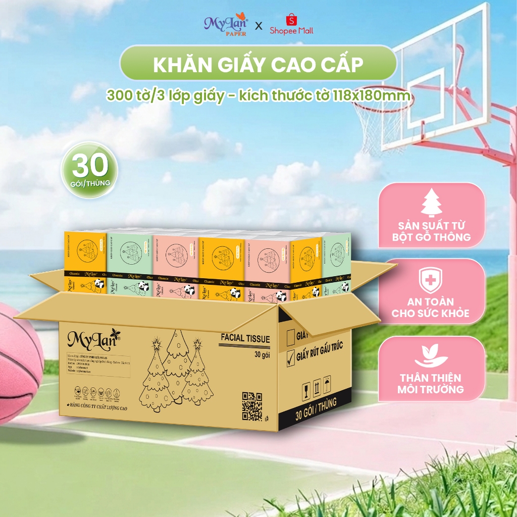 Khăn Giấy Rút MyLan Gấu Trúc 3 Màu Cao Cấp 3 Lớp Mềm Dai Không Bụi Giấy (100 Tờ/Gói 116x180mm)