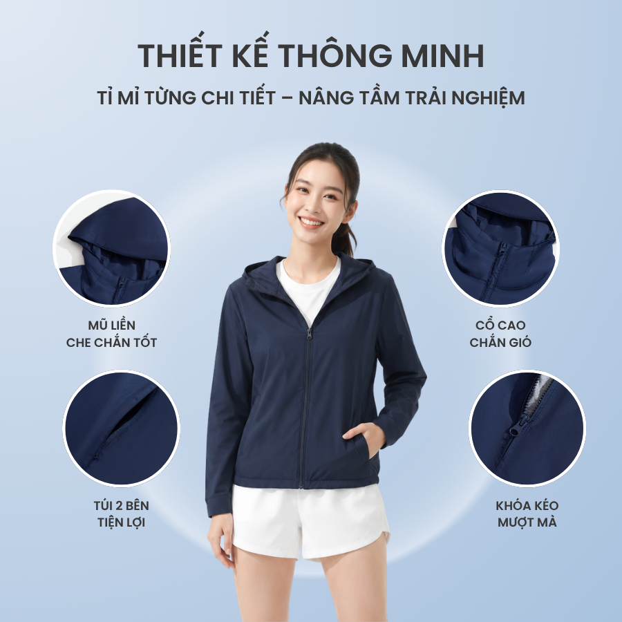 Áo khoác gió nữ đa năng 2 lớp gấp gọn tiện lợi TOKYOLIFE phong cách thiết kế thời trang mỏng nhẹ dễ phối đồ 40002362