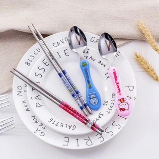 Bộ muỗng, đũa, nĩa cho bé kèm hộp sạch sẽ, set 3 món tặng kèm hộp, có bán đựng cơm