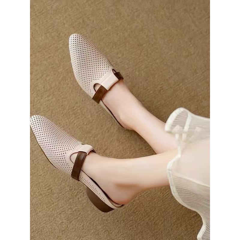 [PY] Dép sục mũi nhọn cao gót 3cm Sandal lười thoáng khí rỗng Thời trang nữ