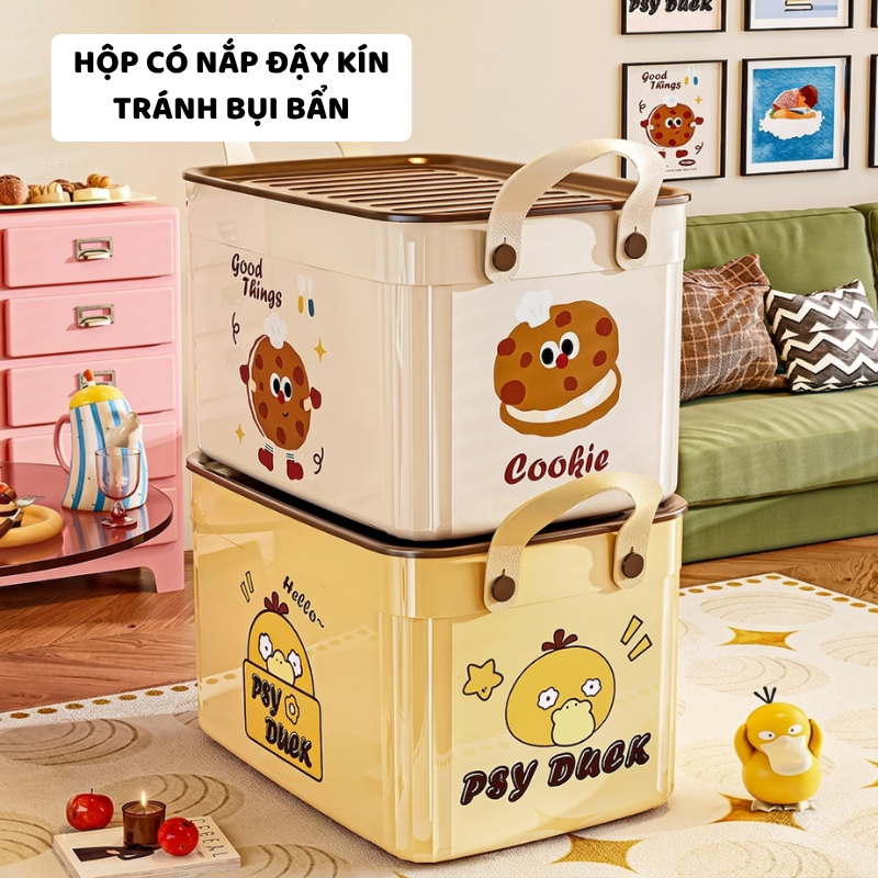 Hộp Nhựa Đựng Đồ Chơi Có Nắp ENODA HOME, Thùng Đựng Đồ Đa Năng Có Quai Xách Tiện Lợi Q310