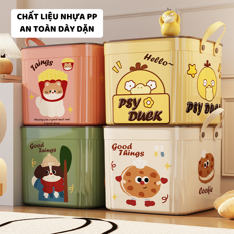Hộp Nhựa Đựng Đồ Chơi Có Nắp ENODA HOME, Thùng Đựng Đồ Đa Năng Có Quai Xách Tiện Lợi Q310