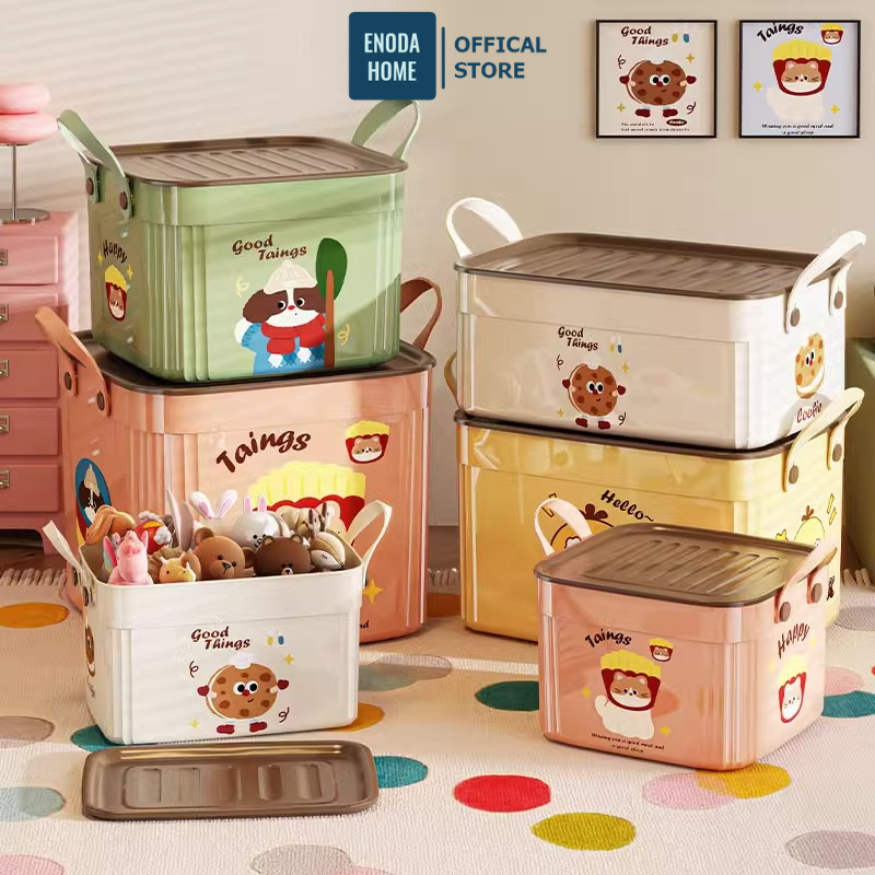 Hộp Nhựa Đựng Đồ Chơi Có Nắp ENODA HOME, Thùng Đựng Đồ Đa Năng Có Quai Xách Tiện Lợi Q310