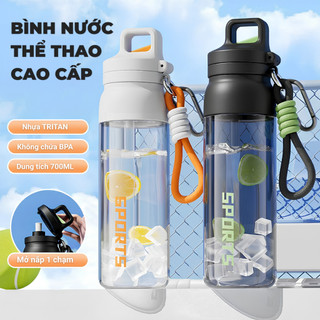 Bình Nước Thể Thao Tritan 700ml ANREE - Nắp Bật, Có Ống Hút, Chống Rò Rỉ - Bình Nước Tập Gym, Xe Đạp, Đi Học