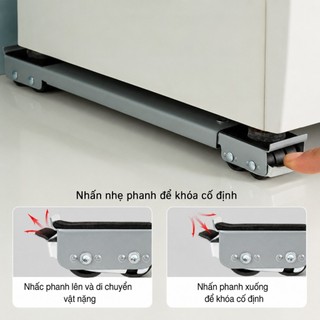 Chân Kê Máy Giặt 300KG Có Bánh Xe | Đế Kê Tủ Lạnh Chống Rung Chống Ồn Chịu Lực Đa Năng