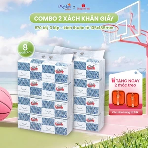 Khăn Giấy Rút Mylan Kim Cương 3 Lớp Giấy Ăn Cao Cấp 8 Gói/Lốc Mềm Dai Không Bụi Giấy Thấm Hút Tốt (Combo 2 Lốc)