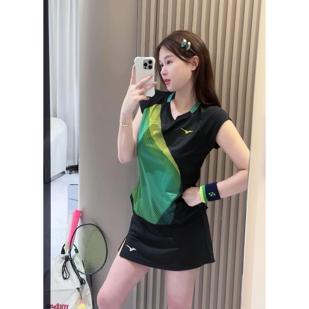 Set Nữ Áo Thun Lỗ Kim Siêu Mát + Váy Thể Thao Poli Sz 40–62kg