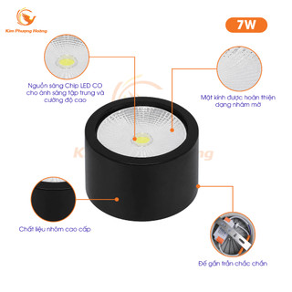 Đèn LED ông bơ công suất 7W 12W phi90 phi110 vỏ nhôm - đèn bơ ốp trần, hiên, văng
