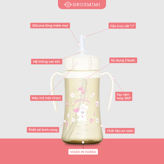 [THỎ VŨ TRỤ] Bình Tập Hút PPSU Grosmimi 200/300ml - Nhập Khẩu Hàn Chính Hãng