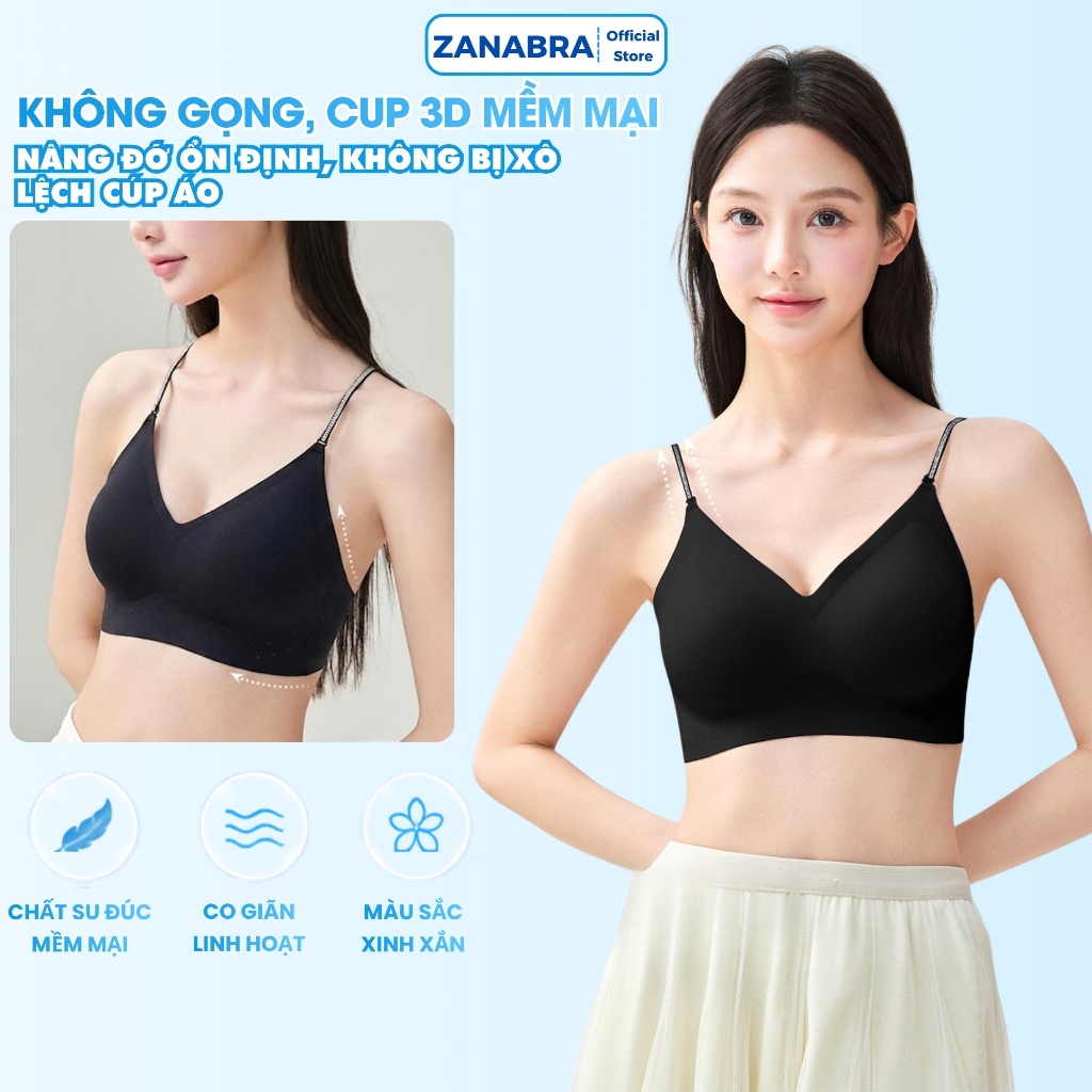 Áo Ngực Không Gọng Su Đúc Hở Lưng Quyến Rũ, Áo Lót Không Gọng Mút Giọt Nước Nâng Ngực Tự Nhiên ZANABRA A925