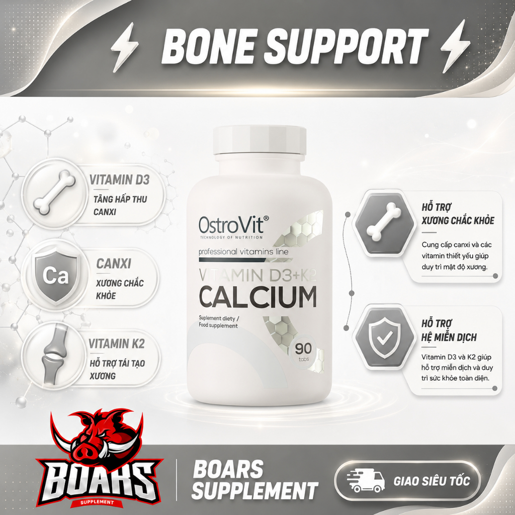 VITAMIN D3 + K2 + CALCIUM - TĂNG ĐỀ KHÁNG, GIÚP XƯƠNG CHẤC KHỎE CỦA OSTROVIT