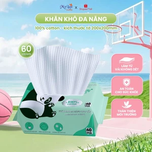 Khăn Cotton MyLan Gấu Trúc Xanh Cao Cấp Đa Năng Lau Mặt Tẩy Trang Lau Cho Bé Vệ Sinh Cá Nhân (60 Tờ 200x200mm)