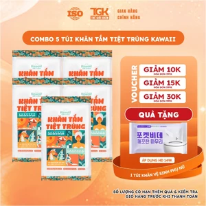 Túi 5 khăn tắm tiệt trùng Kawaii 30x60cm - Khăn tắm dùng 1 lần siêu thấm hút, mềm mại, mang đi du lịch, đi biển