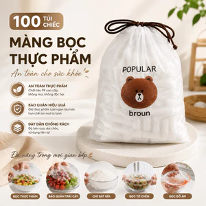 Túi gần 100 Màng Bọc Thực Phẩm Co Giãn PE Có Chun – Bọc Rau Củ, Thức Ăn, Bát Đĩa Cốc Chén Chống Bụi