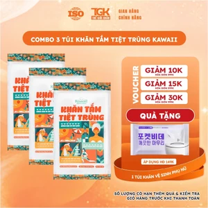 Túi 3 khăn tắm tiệt trùng Kawaii 50x100cm - Khăn tắm dùng 1 lần siêu thấm hút, mềm mại, mang đi du lịch biển