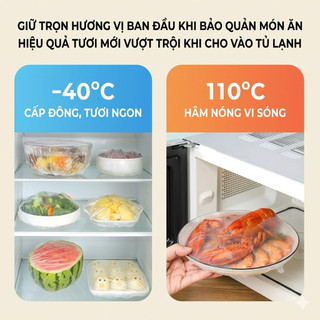Túi gần 100 Màng Bọc Thực Phẩm Co Giãn PE Có Chun – Bọc Rau Củ, Thức Ăn, Bát Đĩa Cốc Chén Chống Bụi