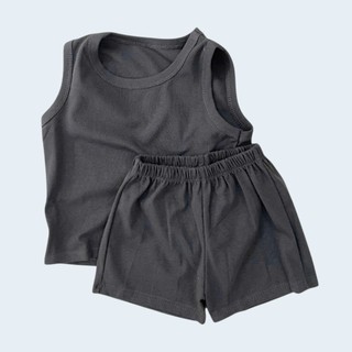 Bộ Ba Lỗ Trơn BASIC Cho Bé Trai Bé Gái 7–35Kg – Đồ Bộ Cotton Mềm Mát Thấm Hút Mồ Hôi Mùa Hè