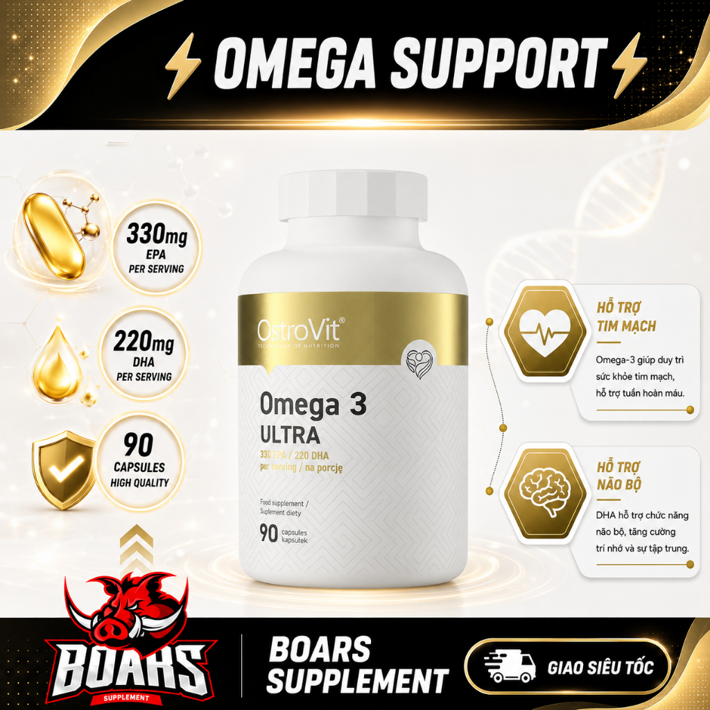 OSTROVIT OMEGA3 ULTRA (90 VIÊN) - DẦU CÁ HÀM LƯỢNG CAO TỐT CHO TIM MẠCH, TĂNG TRÍ NHỚ