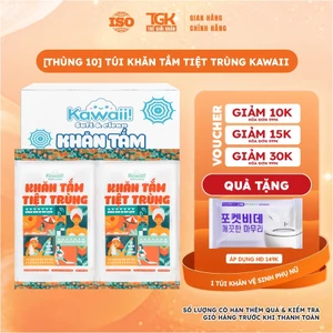 Thùng 10 bịch khăn tắm tiệt trùng Kawaii - Khăn tắm dùng 1 lần gia đình, siêu thấm hút, mềm mại, tiện lợi mang du lịch