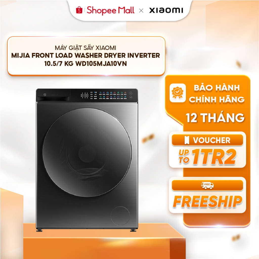 Máy giặt sấy Xiaomi Mijia Front Load Washer Dryer Inverter 10.5/7 Kg WD105MJA10VN - Điều khiển cảm ứng - Lồng giặt lớn