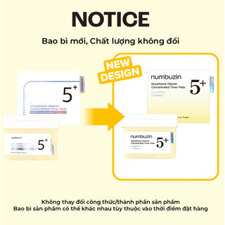 Nước Hoa Hồng Dạng Miếng Numbuzin No.5+ Vitamin-Niacinamide Concentrated Pad Dưỡng Sáng Da 180ml