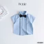 Set sơ mi công tử xếp ly 3 chi tiết Bernie: Áo sơ mi, Nơ, Quần short cho bé 9-21kg