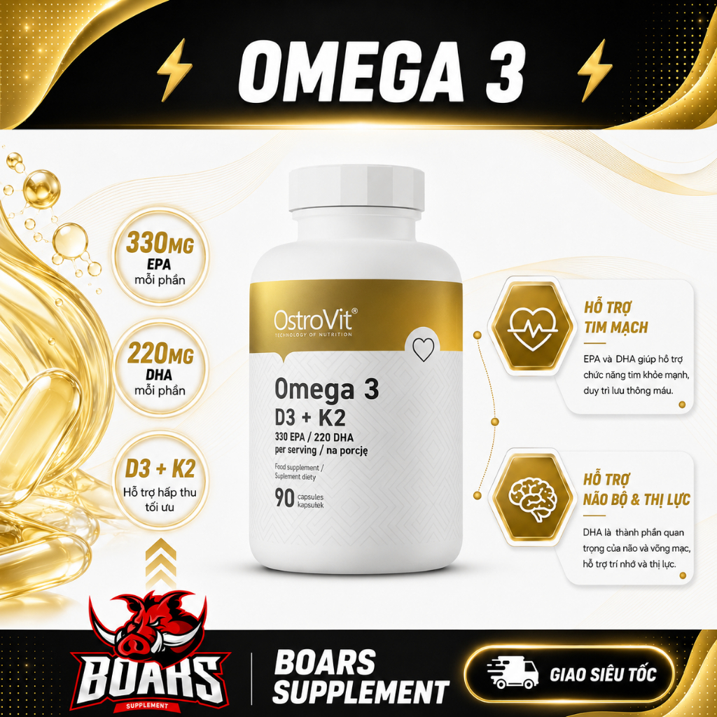 OSTROVIT OMEGA3 & VITAMIN D3 K2 (MK7) - HỖ TRỢ XƯƠNG KHỚP, TĂNG HỆ MIỄN DỊCH, ĐIỀU HÒA TIM MẠCH