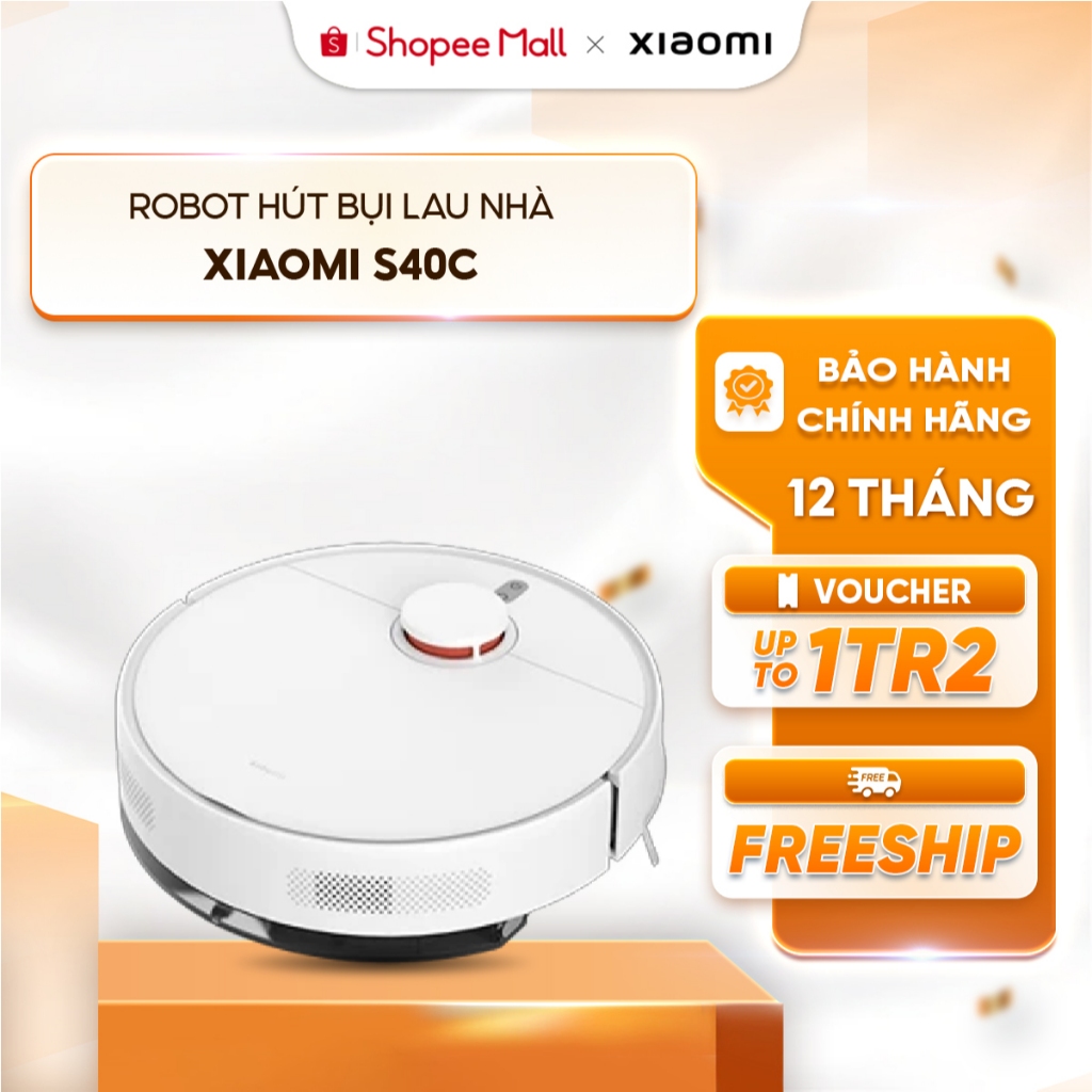 Robot hút bụi lau nhà Xiaomi S40C - Lực hút 5000Pa - Kiểm soát lưu lượng nước - Bảo hành 12 tháng