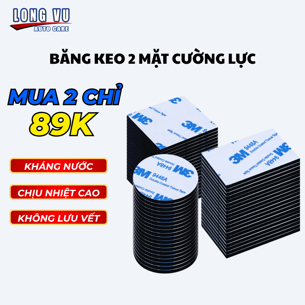 Băng keo 2 mặt siêu dính 3M dán móc treo chuyên dụng - COMBO 10 Miếng
