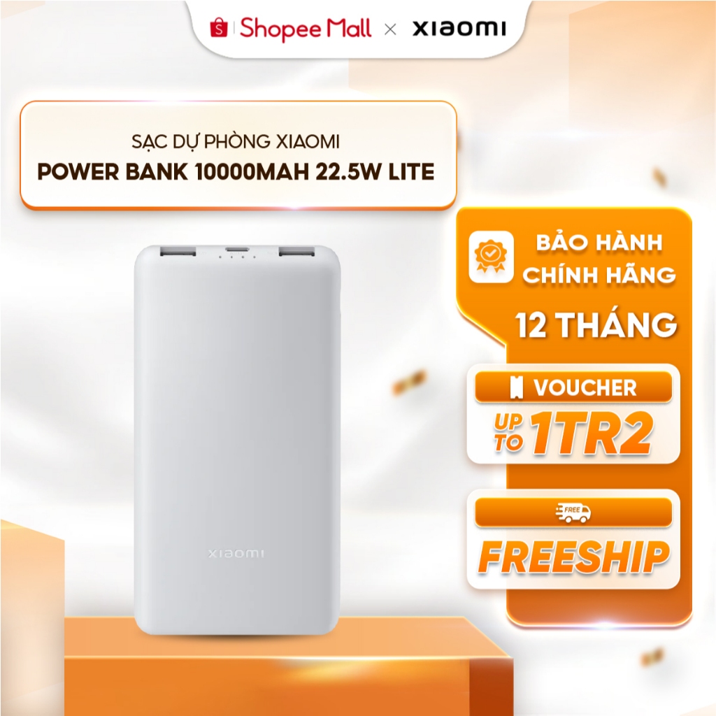 Sạc dự phòng Xiaomi Power Bank 10000mAh 22.5W Lite BHR9350GL - Sạc đồng thời ba thiết bị - Công suất tối đa 22,5W