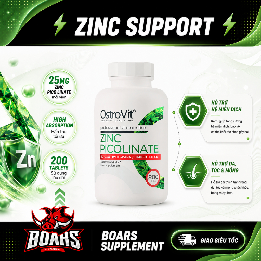 OSTROVIT ZINC PICOLINATE - VIÊN UỐNG BỔ SUNG KẼM HÀM LƯỢNG CAO, HỖ TRỢ KHẢ NĂNG NAM GIỚI