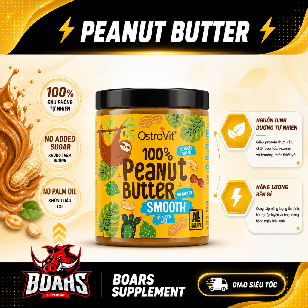 THỰC PHẨM BƠ ĐẬU PHỘNG OSTROVIT PEANUT BUTTER GIÀU DINH DƯỠNG, GIÀU PROTEIN TỐT CHO SỨC KHỎE (1 KG)