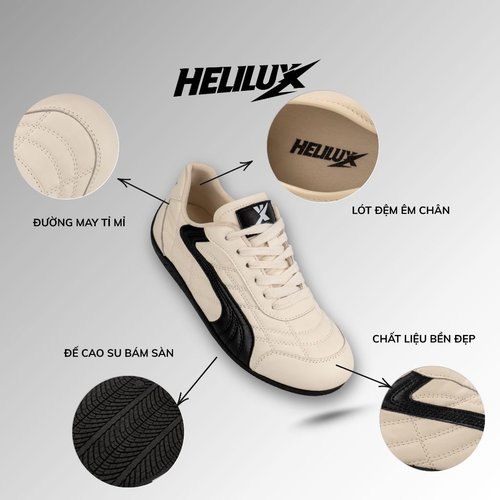 Giày Sneaker Unisex Helilux A1 Da PU, Đế Bằng Bền Bỉ, Phong Cách Thanh Lịch