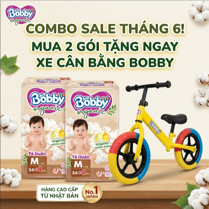 Tã quần Bobby Organic cao cấp cho bé - Chính hãng Unicharm Nhật Bản