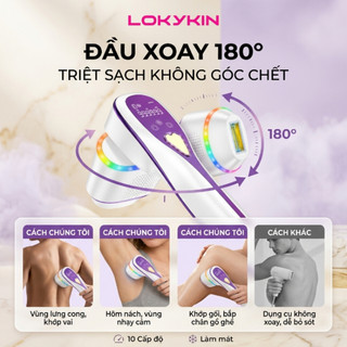 Máy triệt lông toàn thân IPL LOKYKIN Sapphire V2 triệt lạnh, 10 mức độ, đầu xoay 360°, 6 đầu thay thế, 3 chế độ
